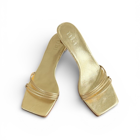 Tibi Metallic Nappa Jim Sandal In Gold Size EU 38 U.S. 8 See Chart - Picture 1 of 7
